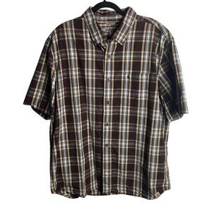 Carhartt Men's Size Xl Plaid Button Down Shirt Relaxed Fit Brown Casual Cotton